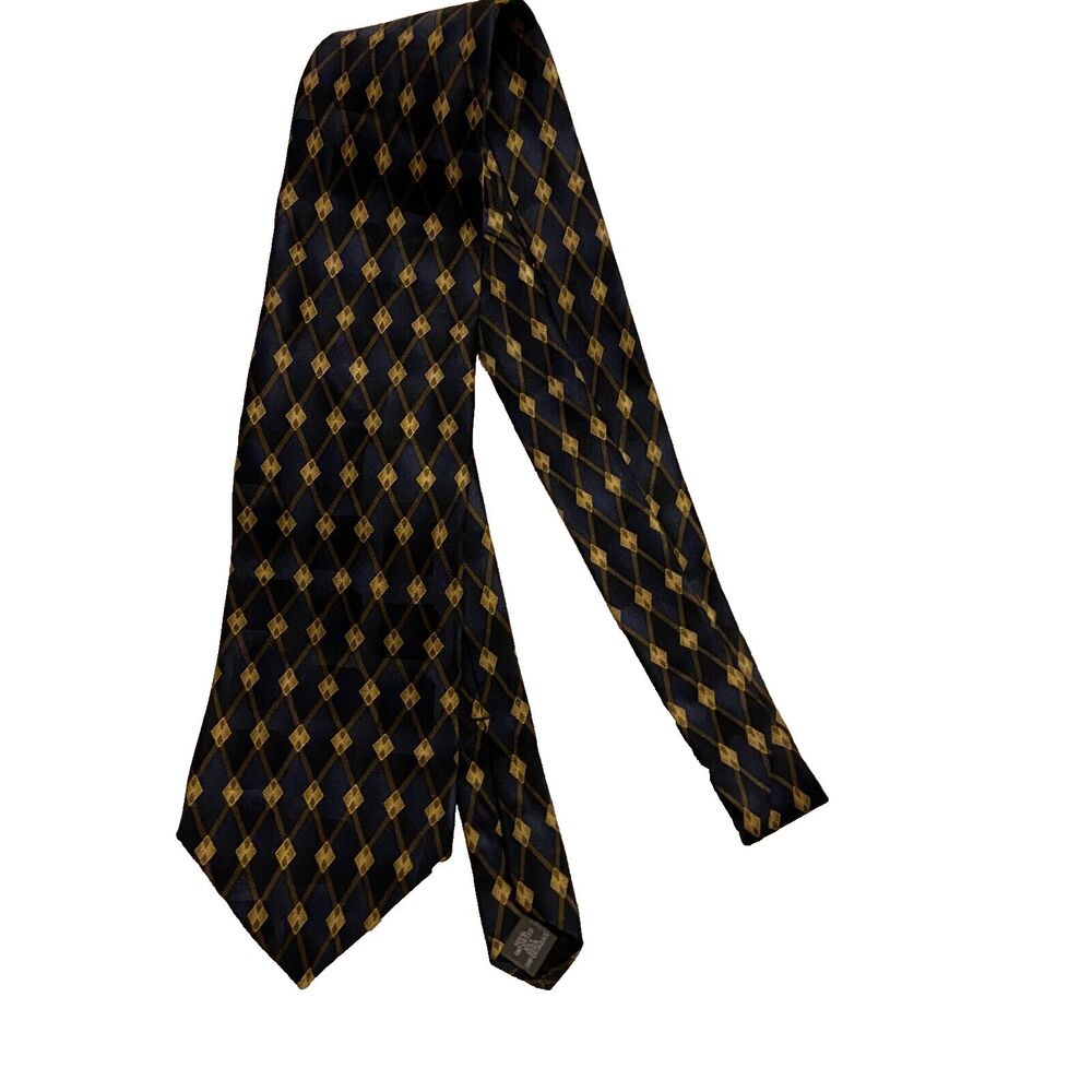#7960 ARROW BLUE DIAMOND PRINT SILK TIE 4 X 56
